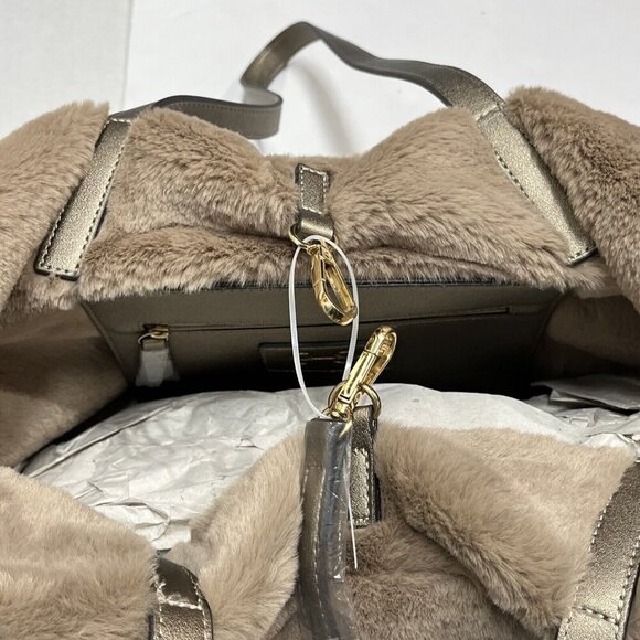 Jessica Simpson Purse Tote Flora‎ Fur Lined Metallic Handbag Matching Wallet - Picture 13 of 13